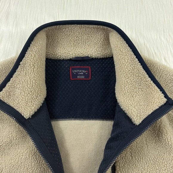 Untuckit Men's Size Large Beige Fleece Davis‎ Vest Jacket - Picture 6 of 8